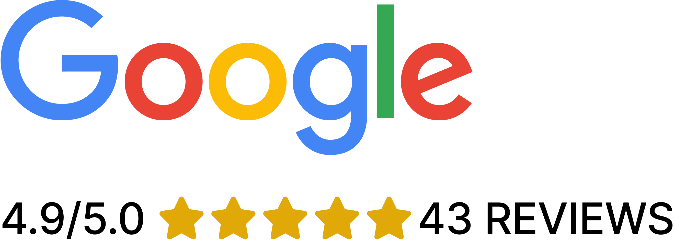 A google logo with five stars in front of it.